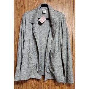 Serra Women's Gray Collard Open Cardigan with Pockets Sz XL New With Tags